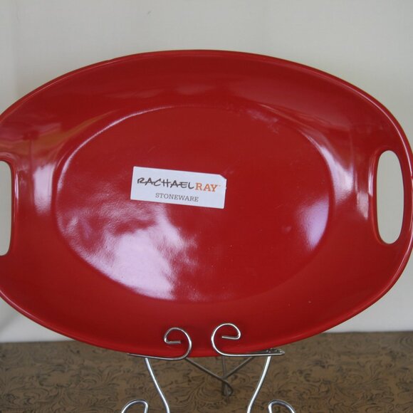Rachel Ray Stoneware NWT Red Oval Platter 12.5" b-210 - Picture 1 of 6